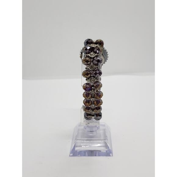 YLQ Women's dress watch. Beaded band with jeweled bevel - Picture 4 of 7